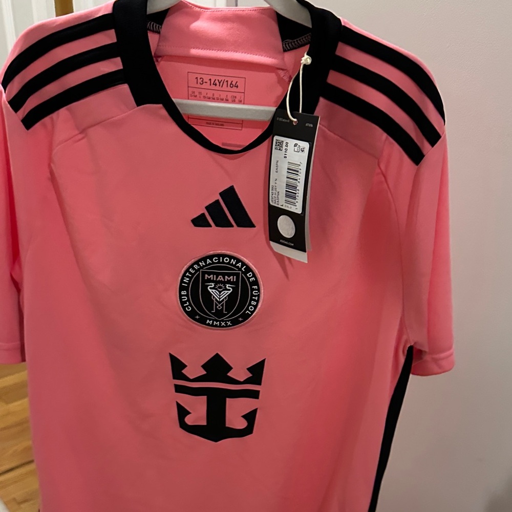 adidas Kids Inter Miami Pink and Black Soccer Jersey